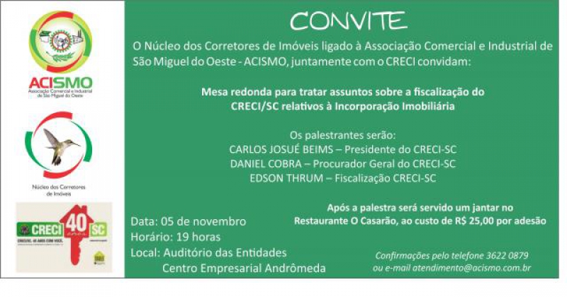 Evento sobre incorporação imobiliária acontece amanhã