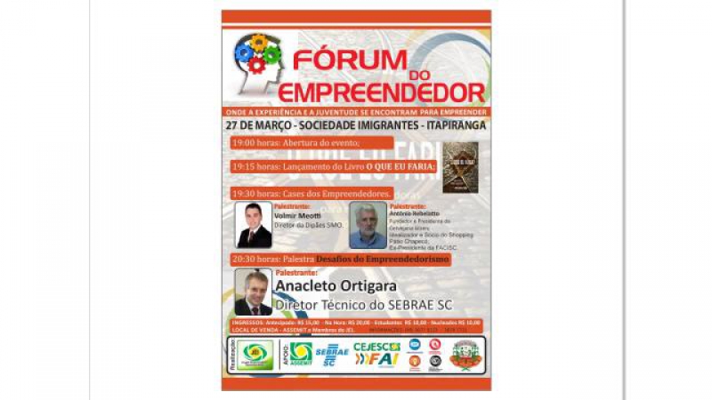 Fórum do Empreendedor acontece hoje em Itapiranga