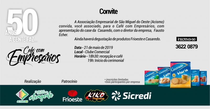 ?Café com Empresários da Acismo será no dia 21