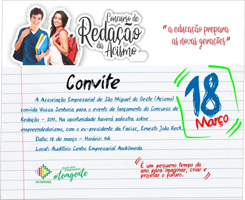 ?Acismo lança Concurso de Redação 2019