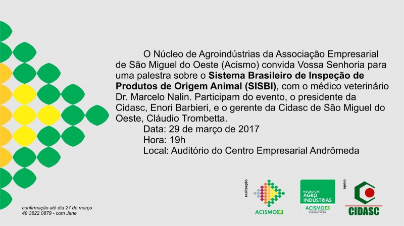?Núcleo das Agroindústrias realiza nesta quarta-feira palestra sobre SISBI