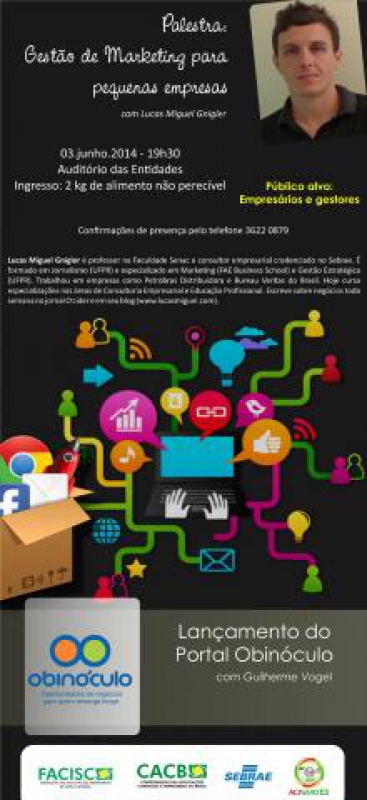 Palestra sobre gestão de marketing acontece dia 03 de junho